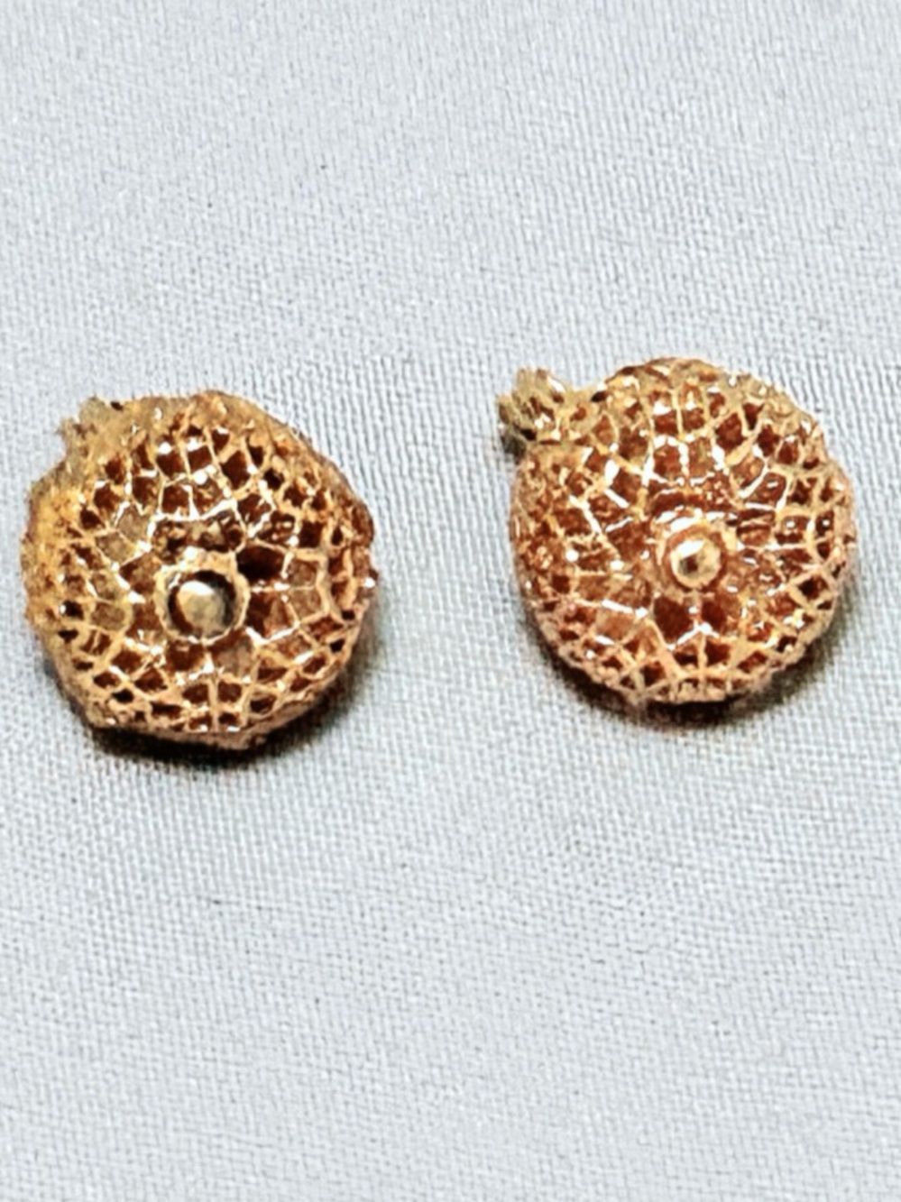 Vintage Monet Gold Tone Filigree Dome Clip-On Earrings Signed